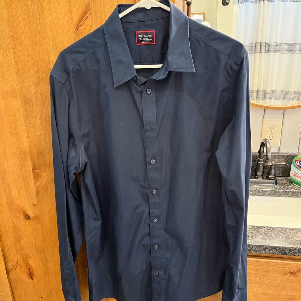 Mens Untuckit Tall Slim Wrinkle Free Button Up